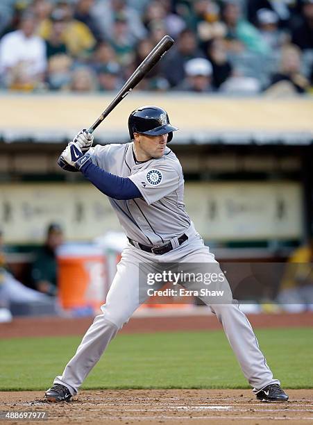 Cole Gillespie of the Seattle Mariners bats against the Oakland Athletics at O.co Coliseum on May 5, 2014 in Oakland, California.