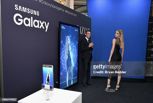 Lindsay Ellingson stops by the Samsung Galaxy Selfie Station at the Harper's BAZAAR ICONS by Carine Roitfeld and Jean-Paul Goude Presented by Samsung...