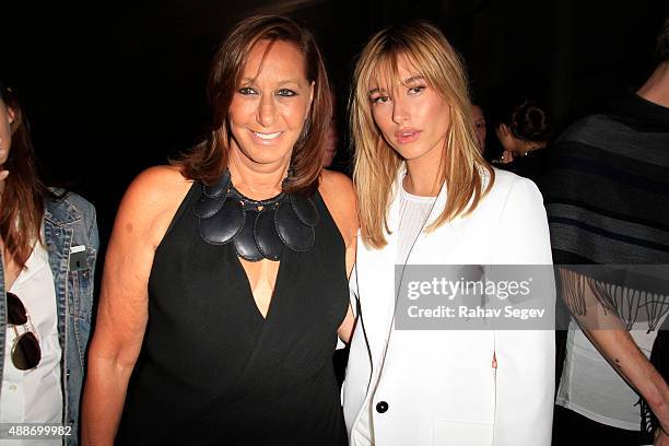 Donna Karan and Hailey Baldwin attend DKNY Women's show during Spring 2016 New York Fashion Week on September 16, 2015 in New York City.