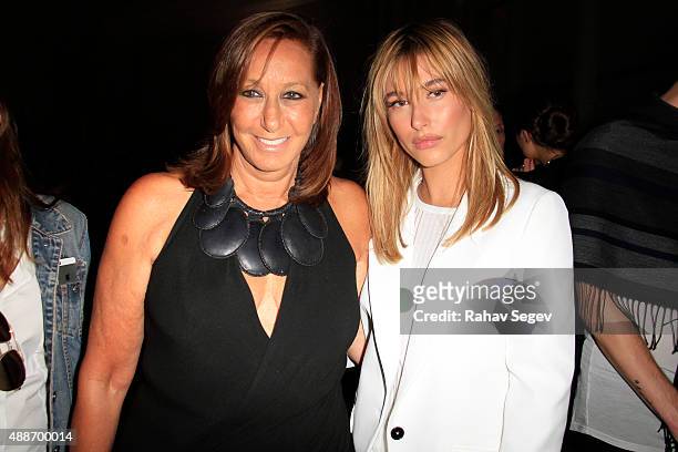 Donna Karan and Hailey Baldwin attend DKNY Women's show during Spring 2016 New York Fashion Week on September 16, 2015 in New York City.