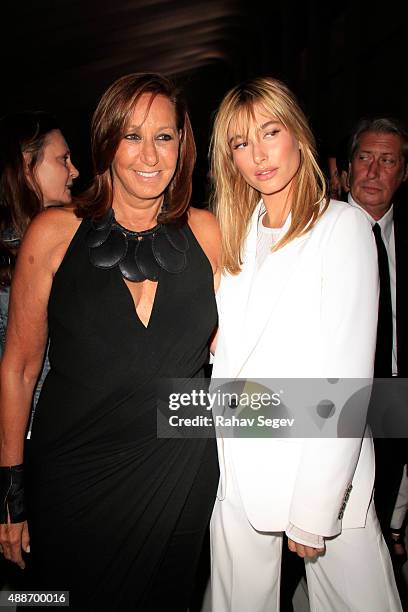 Donna Karan and Hailey Baldwin attend DKNY Women's show during Spring 2016 New York Fashion Week on September 16, 2015 in New York City.