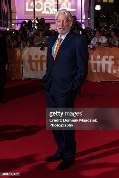 Actor Donald Sutherland attends the 'Forsaken' premiere during the 2015 Toronto International Film Festival at Roy Thomson Hall on September 16, 2015...
