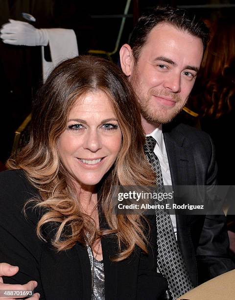Actors Rita Wilson and Colin Hanks pose in the audience during USC Shoah Foundation's 20th Anniversary Gala at the Hyatt Regency Century Plaza on May...