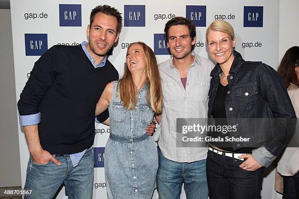 Alexander Mazza, Nina Eichinger, Tom Beck and Natascha Gruen attend the GAP Pop-Up Shop Opening on May 7, 2014 in Munich, Germany.