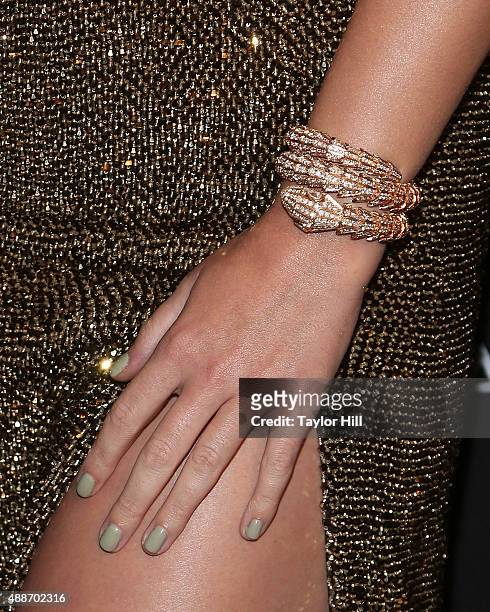 Katy Perry, jewelry detail, attends the 2015 Harper ICONS Party at The Plaza Hotel on September 16, 2015 in New York City.