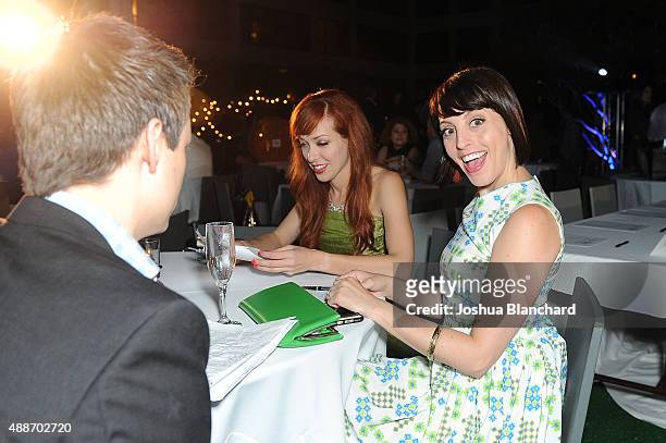 Alie Ward and Georgia Hardstark attend the Third Annual All Star Mixology Competition at SkyBar at the Mondrian Los Angeles on September 16, 2015 in...