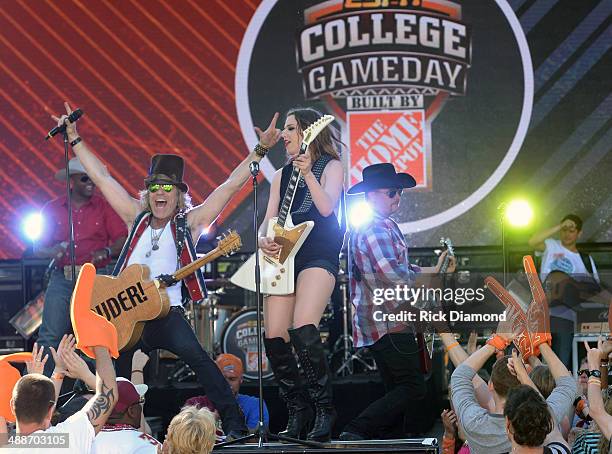 Pictured: Big & Rich's Big Kenny and John Rich are joined by Halestorm's Lizzie Hale on the set of "ESPN GameDay" opening taping as Big & Rich,...