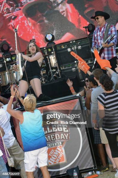 Halestorm's Lzzy Hale and John Rich of Big & Rich on the set of "ESPN
