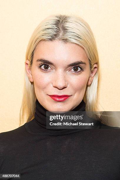 Carly Cardellino attends Natalie Zfat's New York Fashion Week portrait studio at Park Lane Hotel on September 16, 2015 in New York City.