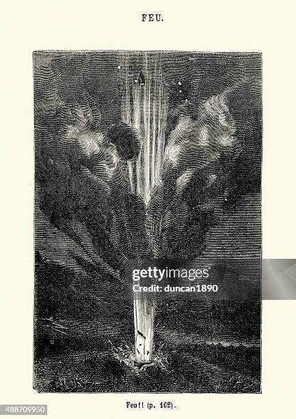 jules verne - the spaceship blasting off - ship launch stock illustrations