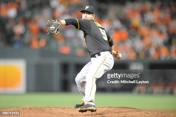 Brandon Cumpton of the Pittsburgh Pirates pitches during a baseball game against the Baltimore Orioles in game two of a doubleheader on May 1, 2014...