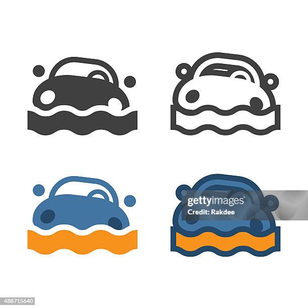 car flood icon - sinking stock illustrations