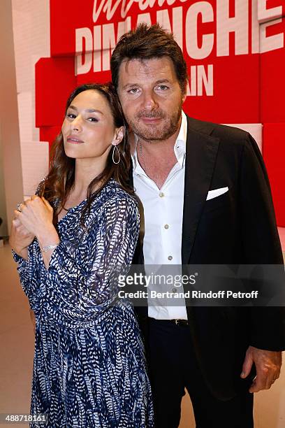 Actors Vanessa Demouy and her husband Philippe Lellouche present the theater play "L'appel de Londres" at the 'Vivement Dimanche' French TV Show,...
