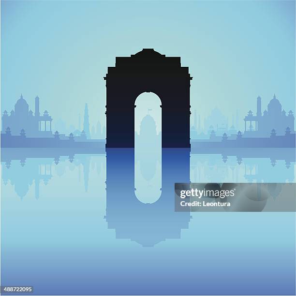 ilustraciones, imágenes clip art, dibujos animados e iconos de stock de puerta de la india (completa, detallado, edificios y móviles) - puerta de la india