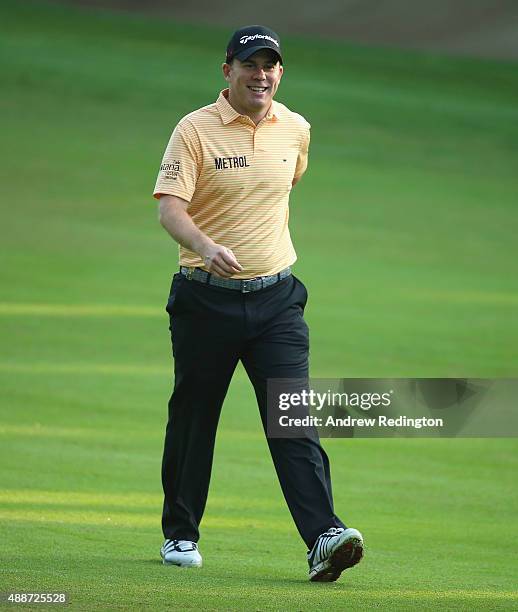 Richie Ramsay of Scotland is pictured on the 11th hole during the first round of the 72nd Open d'Italia at Golf Club Milano on September 17, 2015 in...