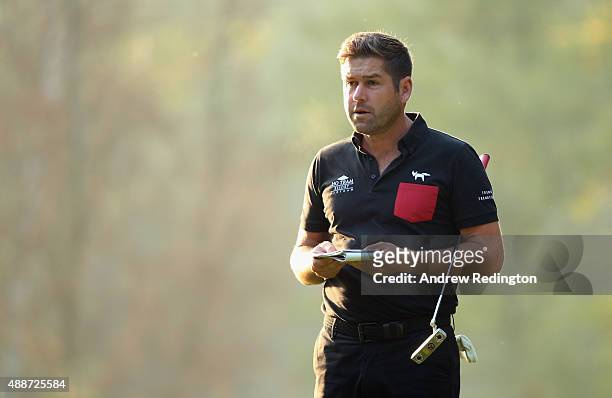 Robert Rock of England is pictured on the tenth hole during the first round of the 72nd Open d'Italia at Golf Club Milano on September 17, 2015 in...