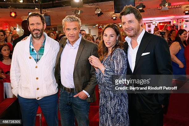 Actors Christian Vadim, David Brecourt, Vanessa Demouy and her husband Philippe Lellouche present the theater play "L'appel de Londres" and celebrate...