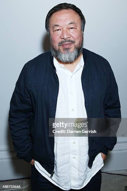Ai Weiwei attends the opening reception to celebrate the Exhibition of Ai Weiwei at Royal Academy of Arts on September 15, 2015 in London, England.