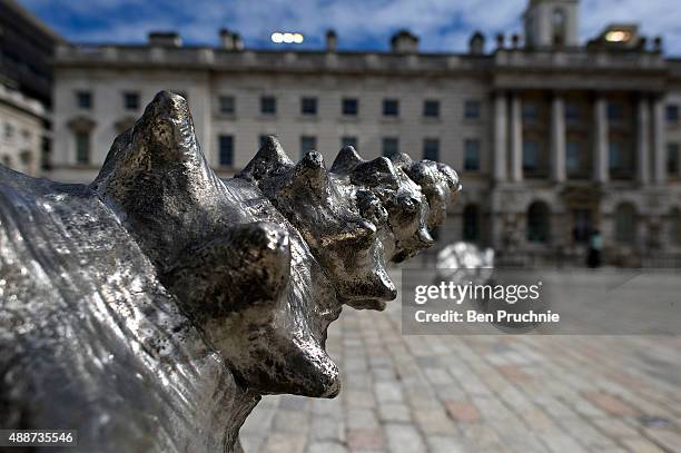 Artist Marc Quinn unveils his new art installation at Somerset House on September 17, 2015 in London, England. The installation consists of four...