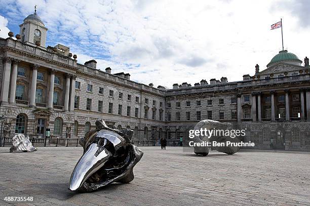 Artist Marc Quinn unveils his new art installation at Somerset House on September 17, 2015 in London, England. The installation consists of four...