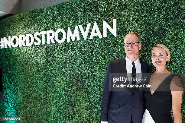 President of Merchandising Pete Nordstrom and American Model and Actress Amber Valletta attends Nordstrom Vancouver Store Opening Gala Red Carpet at...