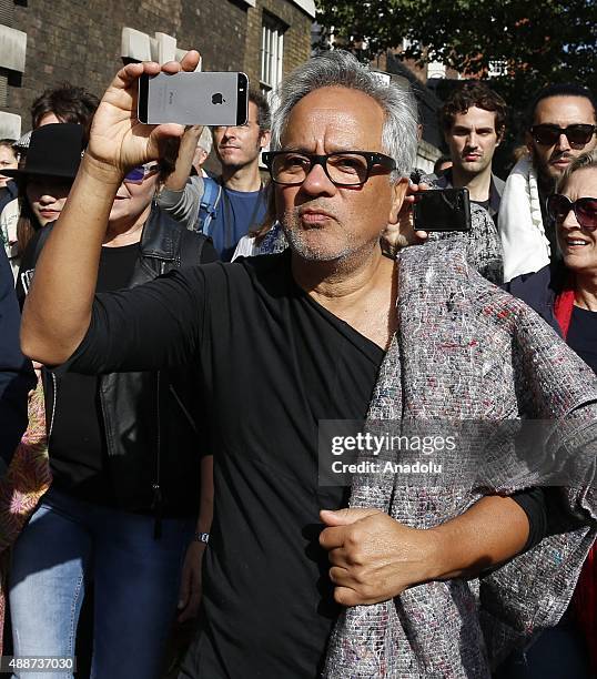 Anish Kapoor walks through the city as part of a march in solidarity with migrants currently crossing Europe on September 17, 2015 in London,...