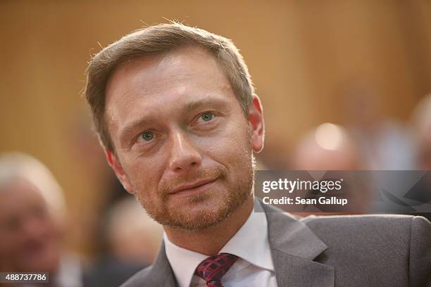 German politician Christian Lindner of the FDP political party attends the Walther Rathenau Award ceremony on September 17, 2015 in Berlin, Germany....