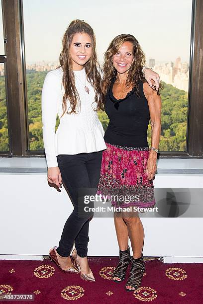 Singer Carly Rose Sonenclar and Terry Edelman attend Natalie Zfat's New York Fashion Week portrait studio at Park Lane Hotel on September 16, 2015 in...