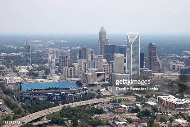 General view of Bank of America Stadium, home of the NFL's Carolina Panthers, on September 14, 2015 in Charlotte, North Carolina.