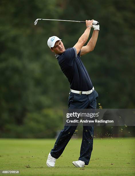 Martin Kaymer of Germany in action during the first round of the 72nd Open d'Italia at Golf Club Milano on September 17, 2015 in Monza, Italy.