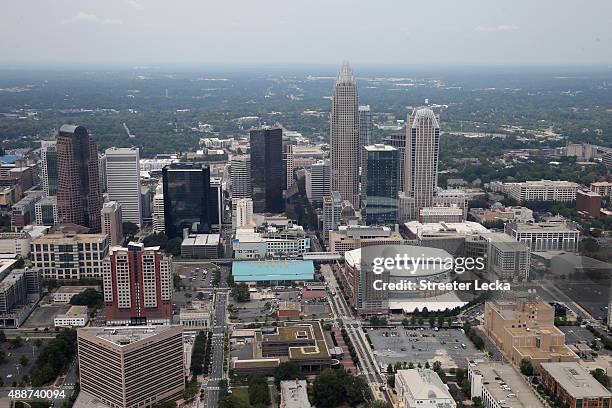 General view of Time Warner Cable Arena, home of the NBA's Charlotte Hornets, on September 14, 2015 in Charlotte, North Carolina.