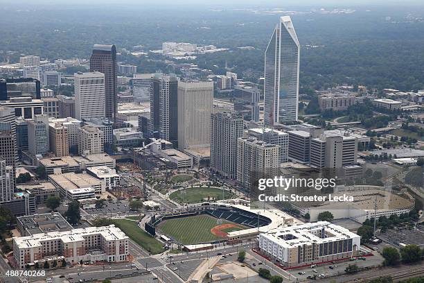 General view of BB&T Ballpark, home of the minor league baseball team, Charlotte Knights, on September 14, 2015 in Charlotte, North Carolina.