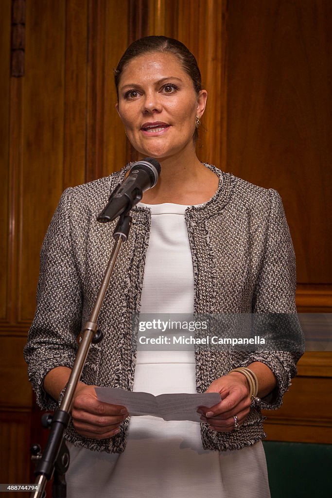 Crown Princess Victoria of Sweden Attends an Opening of an Exhibition