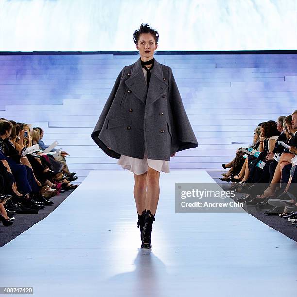 Model walks down the runway during Nordstrom Vancouver Store Opening Gala Fashion Show at Vancouver Art Gallery on September 16, 2015 in Vancouver,...