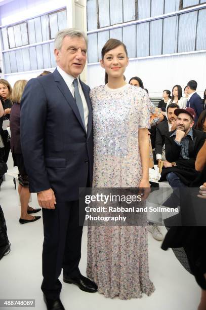 Sidney Toledano and Marion Cotillard during the Christian Dior Cruise 2015 show>> at Brooklyn Navy Yard on May 7, 2014 in the Brooklyn borough of...