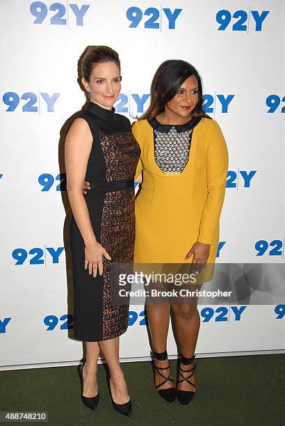 Tina Fey and Mindy Kaling at 92nd Street Y on September 16, 2015 in New York City.