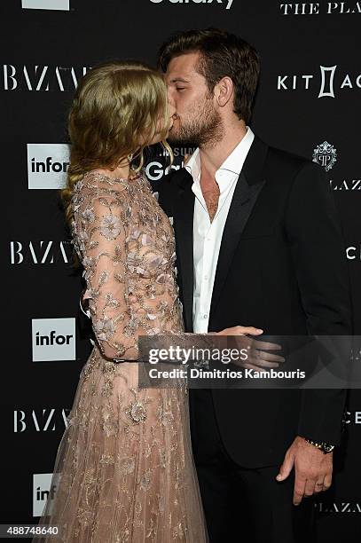 Alex Pettyfer and Marloes Horst attends the 2015 Harper's BAZAAR ICONS Event at The Plaza Hotel on September 16, 2015 in New York City.