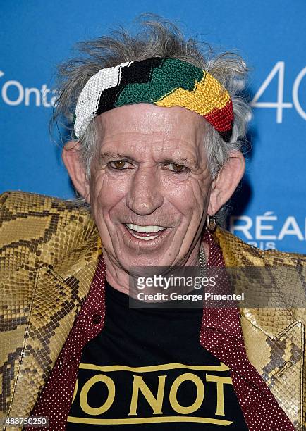 Musician Keith Richards attends the "Keith Richards: Under The Influence" press conference at the 2015 Toronto International Film Festival at TIFF...