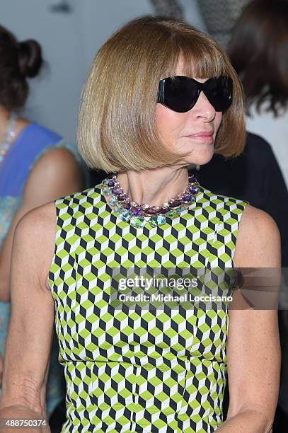 Vogue editor-in-chief and Conde Nast artistic director Anna Wintour attends the Calvin Klein Collection Spring 2016 fashion show during New York...