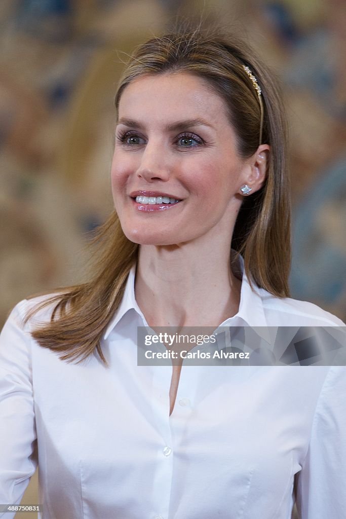 Princess Letizia of Spain Attends Audiences at Zarzuela Palace