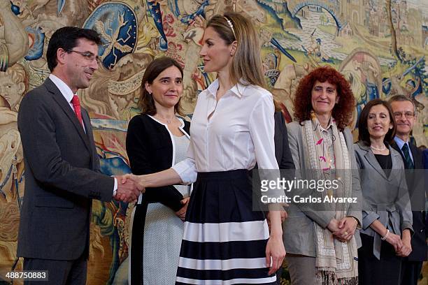 Princess Letizia of Spain attends several audiences at the Zarzuela Palace on May 8, 2014 in Madrid, Spain.