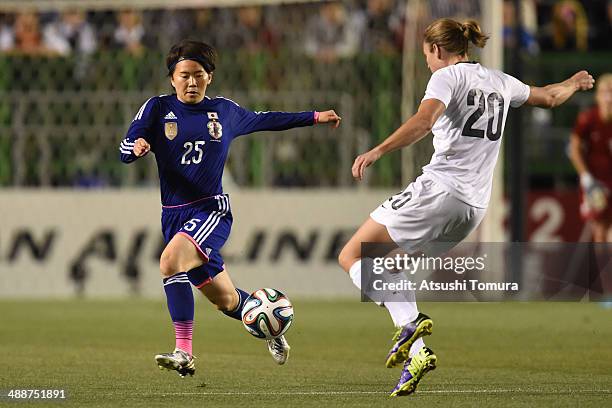 Michi Goto of Japan in action during the women's international friendly match between Japan and New Zealand at Nagai Stadium on May 8, 2014 in Osaka,...