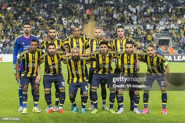 Goalkeeper Fabiano Rebeiro de Freitas of Fenerbahce, Mehmet Topal of Fenerbahce, Bruno Alves of Fenerbahce, Michal Kadlec of Fenerbahce, Robin van...