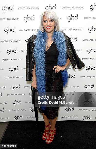 Pips Taylor attends the Launch of GHD S&M Pop Up Studio for London Fashion Week on September 17, 2015 in London, England.