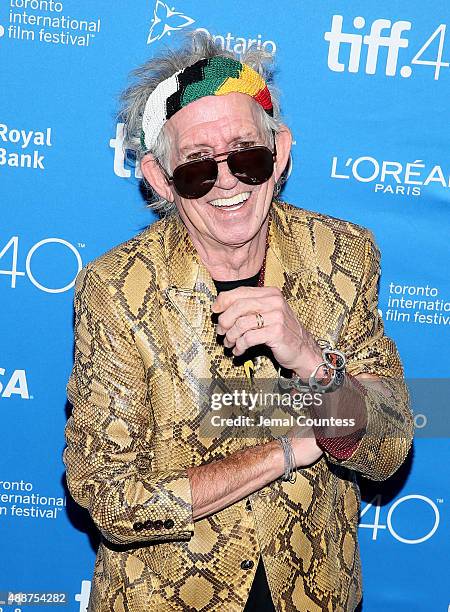 Musician Keith Richards speaks onstage during the "Keith Richards: Under The Influence" press conference at the 2015 Toronto International Film...