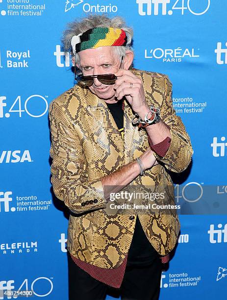 Musician Keith Richards speaks onstage during the "Keith Richards: Under The Influence" press conference at the 2015 Toronto International Film...