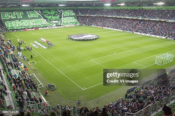 Olympique marseille, Sfeeractie, spandoek, opkomst during the UEFA Europa League match between FC Groningen and Olympique Marseille on September 17,...