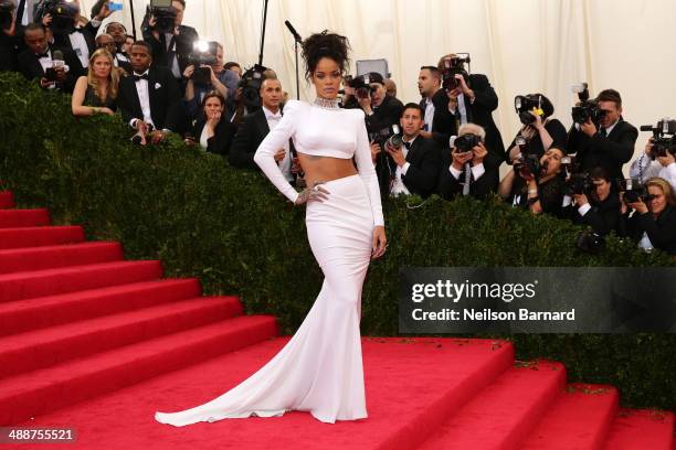 Rihanna attends the "Charles James: Beyond Fashion" Costume Institute Gala at the Metropolitan Museum of Art on May 5, 2014 in New York City.