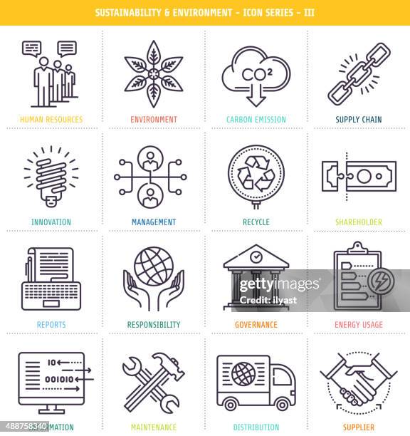 sustainability and environment icons - greenhouse gas stock illustrations