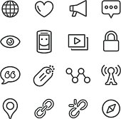 Social Communication Icons - Line Series